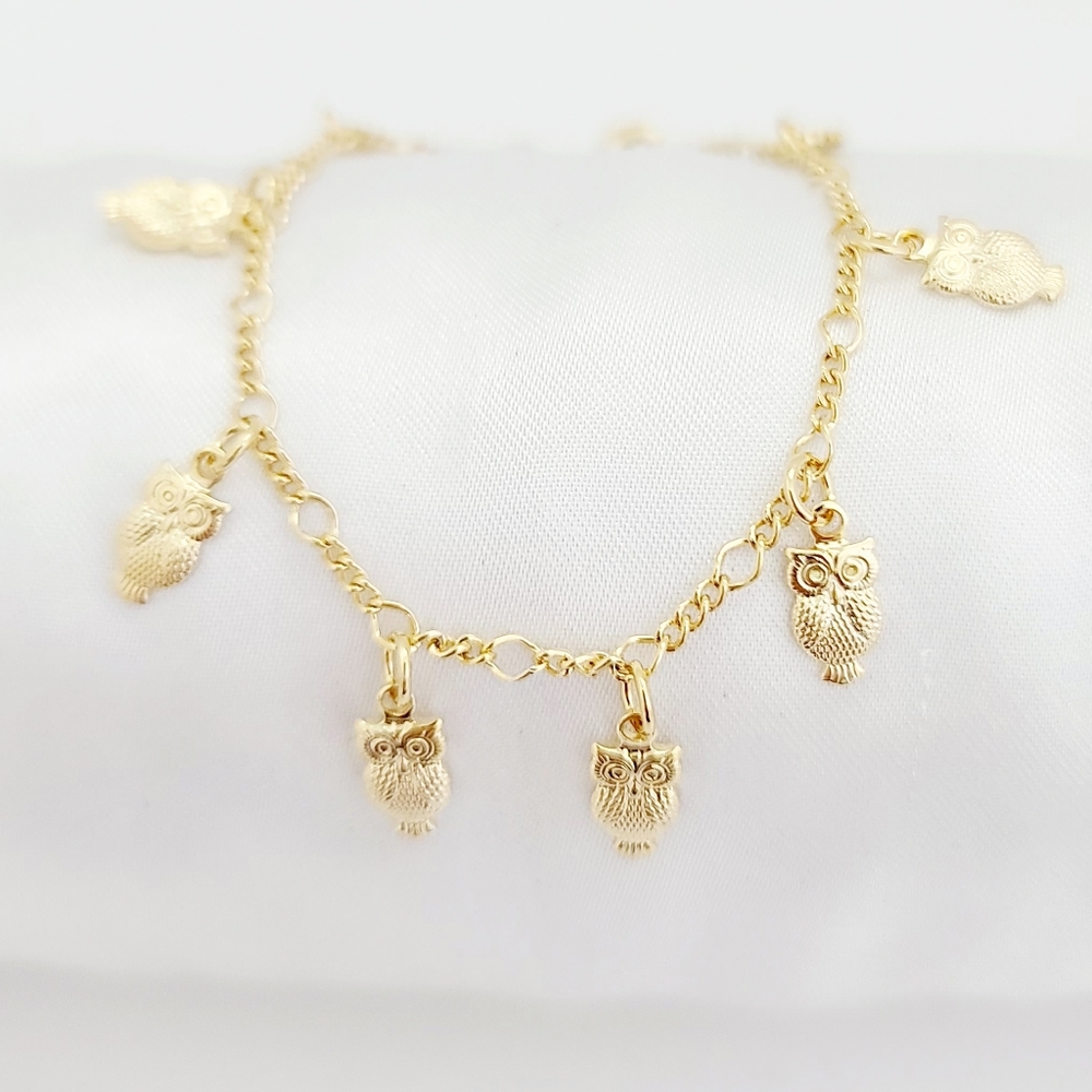 Owl charms baby girl bracelet. Gold plated. New - Picture 3 of 6